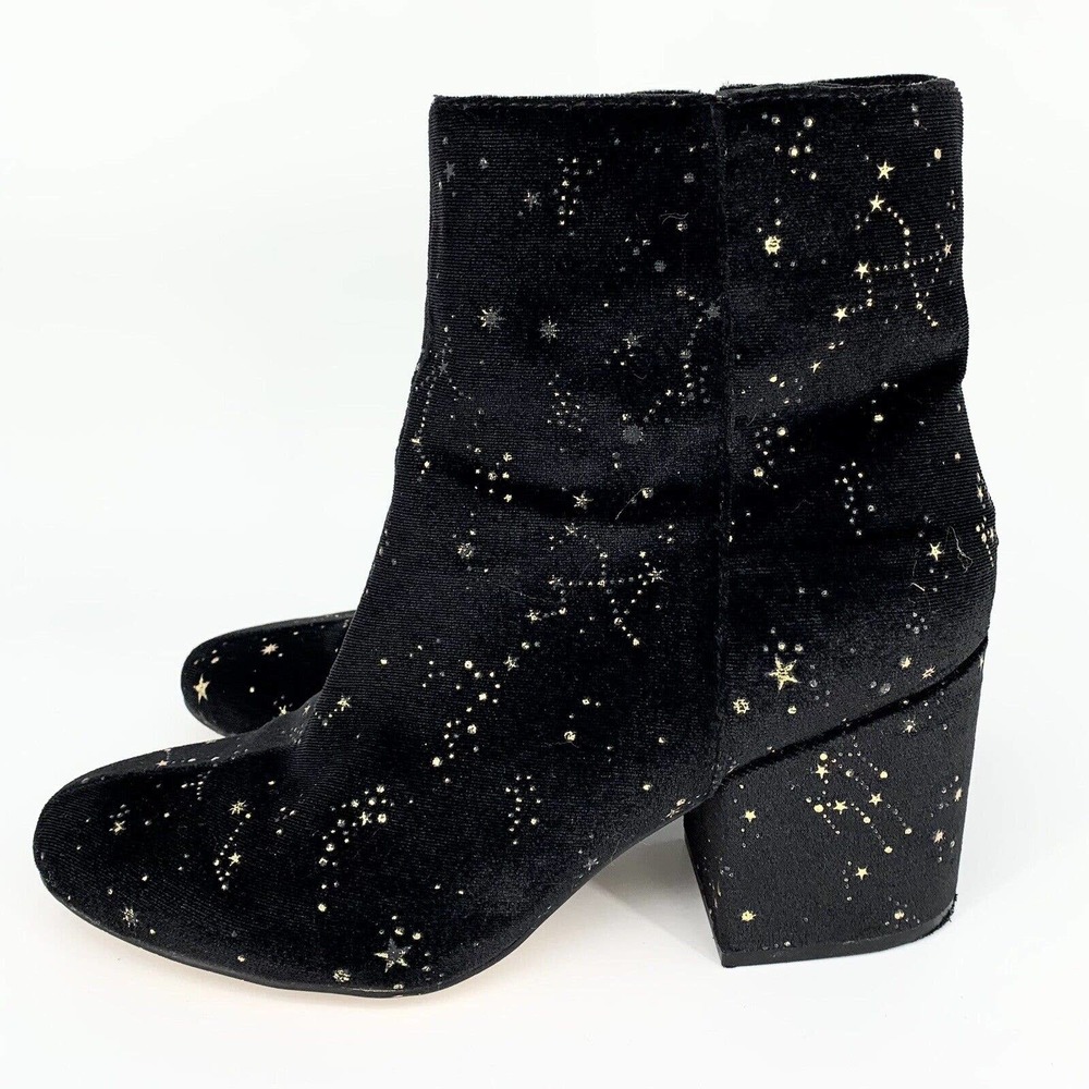 Urban Outfitters Black Ankle Boots with Gold Star Pattern